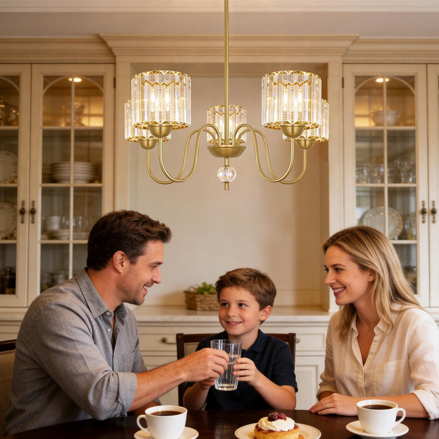 Lámpara de techo moderna con cristal 5 luces para comedor