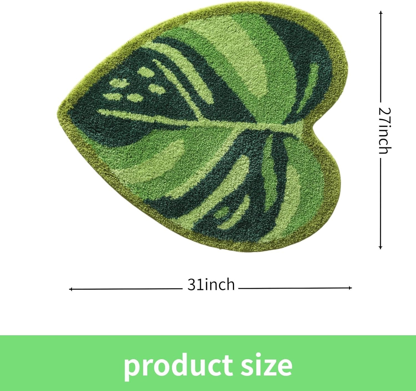 Alfombras baño hoja Monstera 27x31pulg microfibra antideslizante