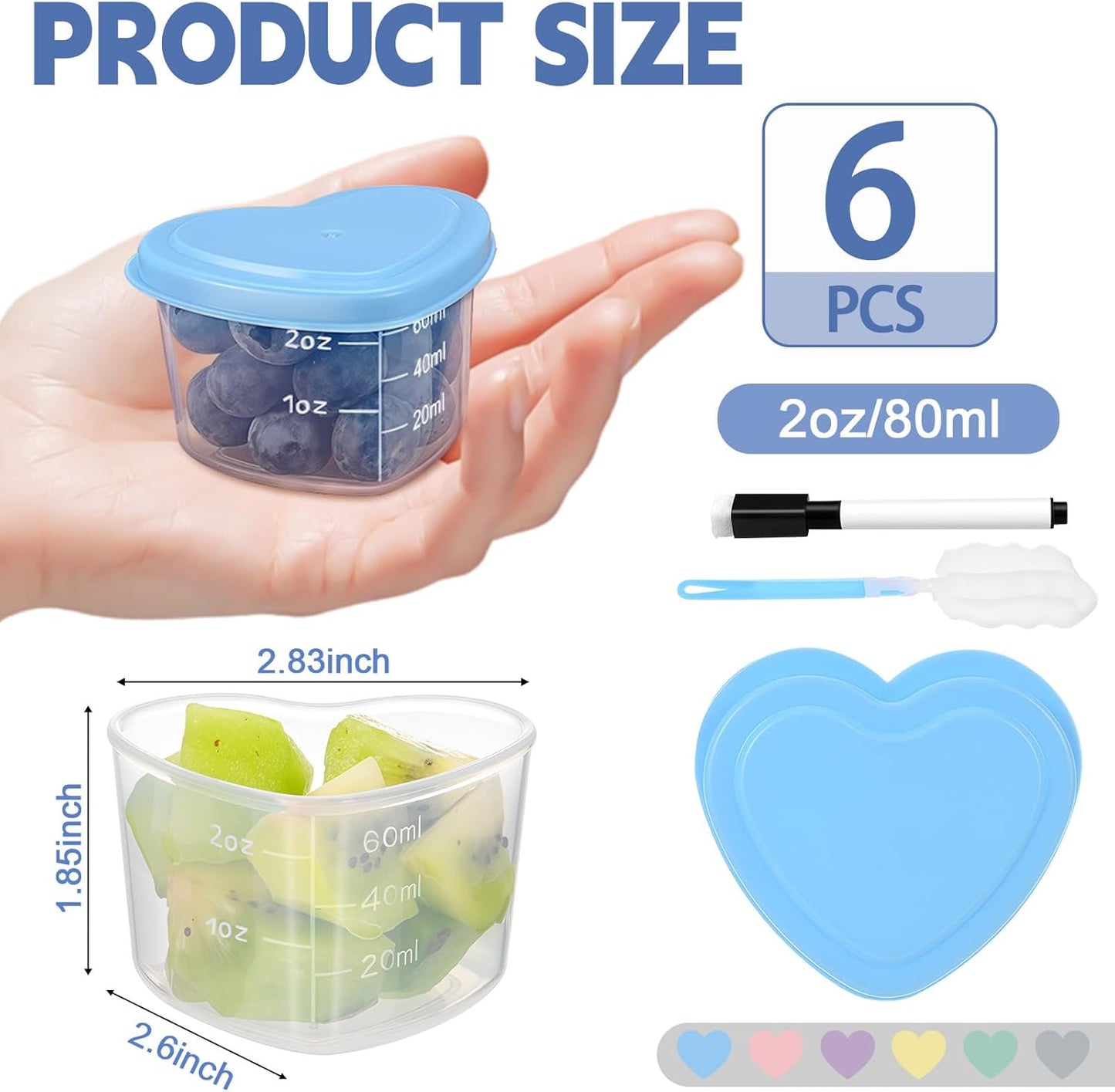 Recipientes de aderezo en forma de corazón con tapa para caja Bento