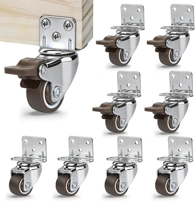 Ruedas giratorias L 1pulg freno carga 99lb set 8