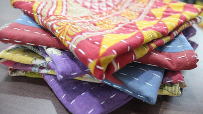 Servilletas Kantha vintage 20x25pulg decoración mesa