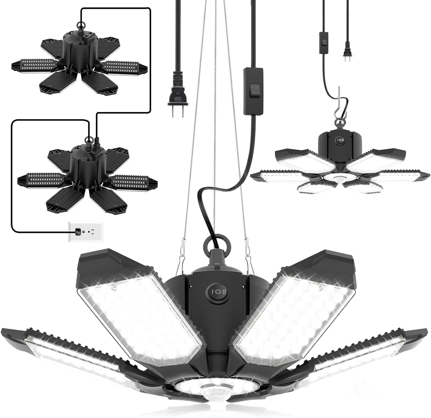 2 Luces Garaje Sensor Movimiento 20000LM LED 6500K