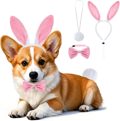 Disfraces Pascua perro 3 pzas orejas pajarita cola rosa