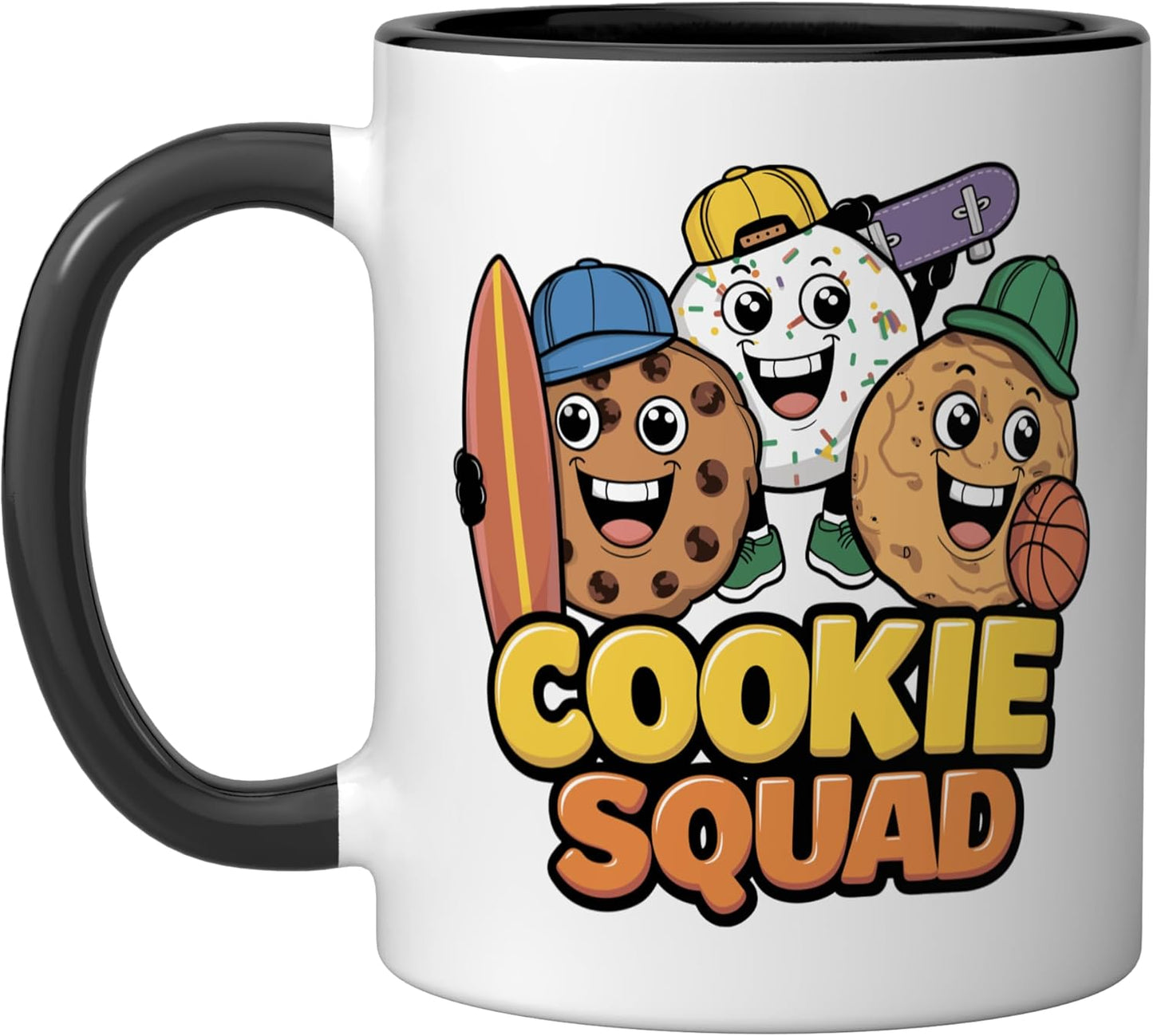 Taza cerámica Cookie Squad Stuff, negro/blanco