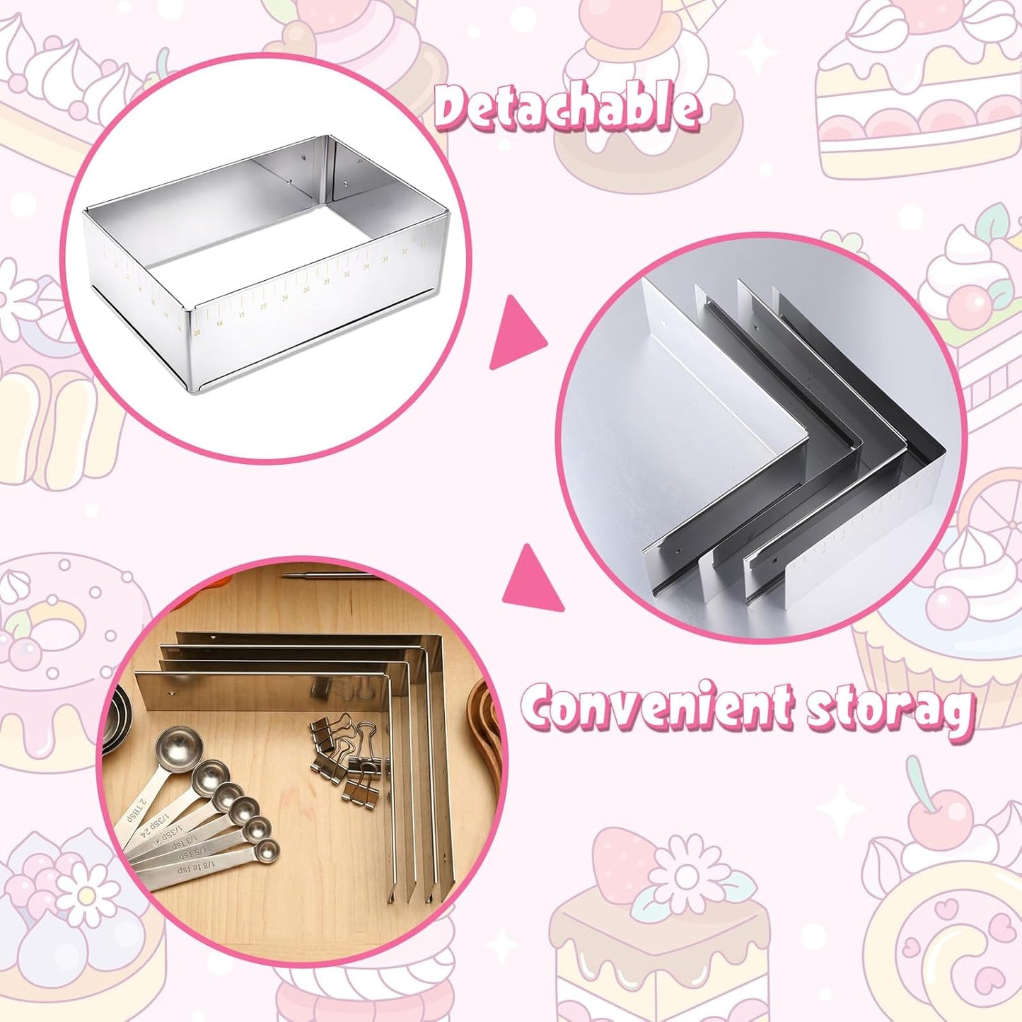 Molde para mousse rectangular de acero inoxidable ajustable 10x7 pulgadas