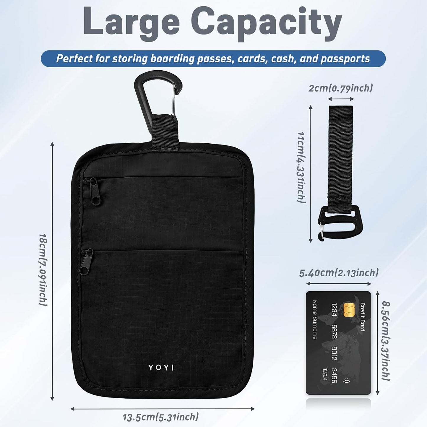 Cartera colgante viaje RFID antirrobo negro
