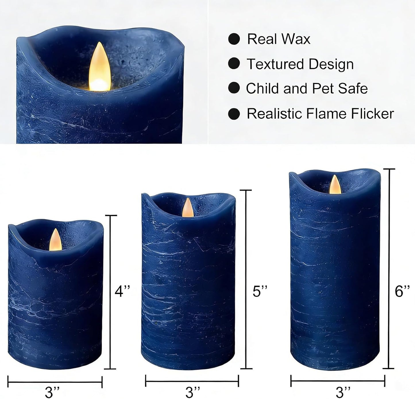 Set 3 Velas LED Temporizador Parpadeantes Decorativas