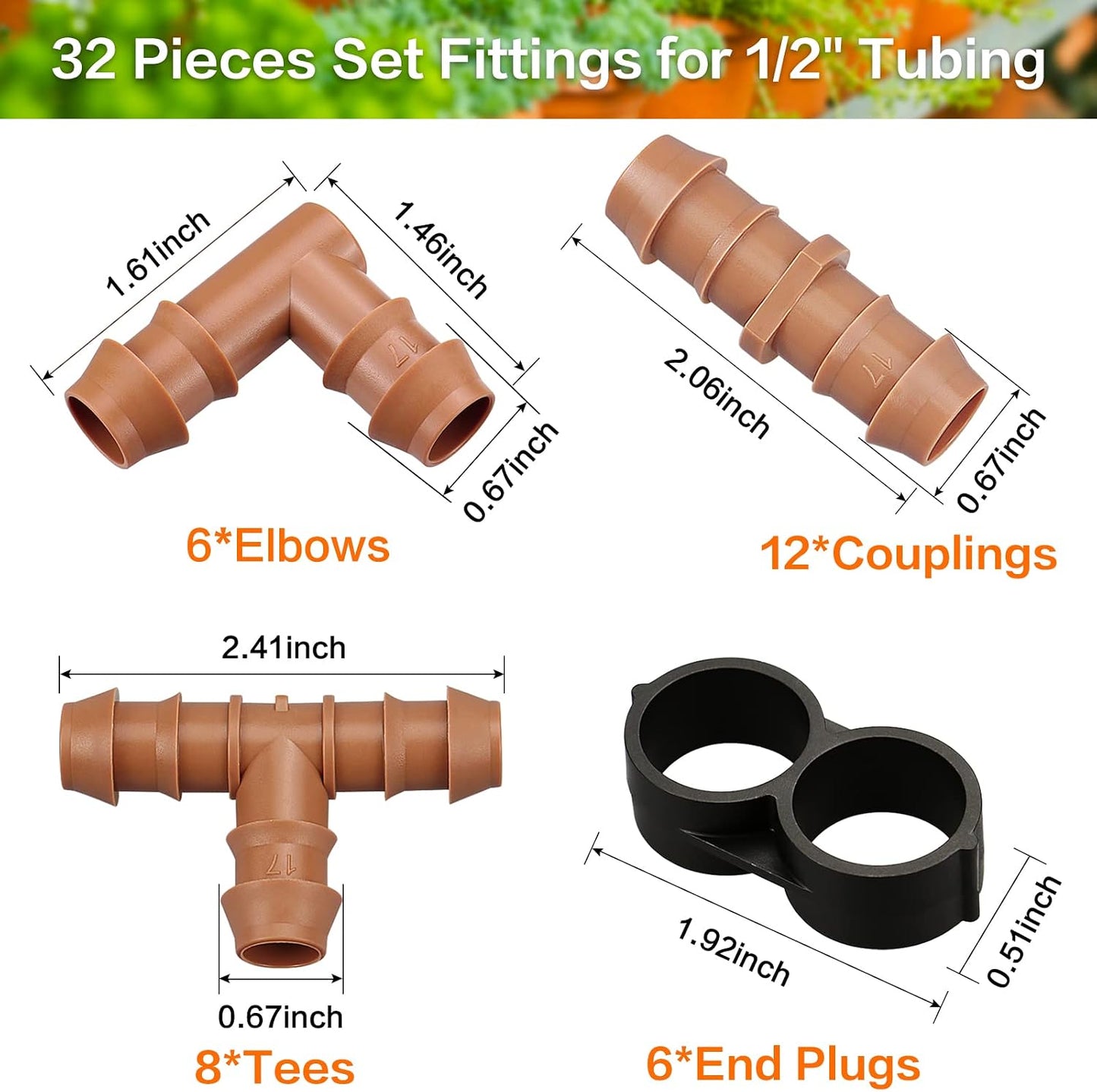 Kit accesorios riego 1/2pulg 32 conectores 12 acoplamientos