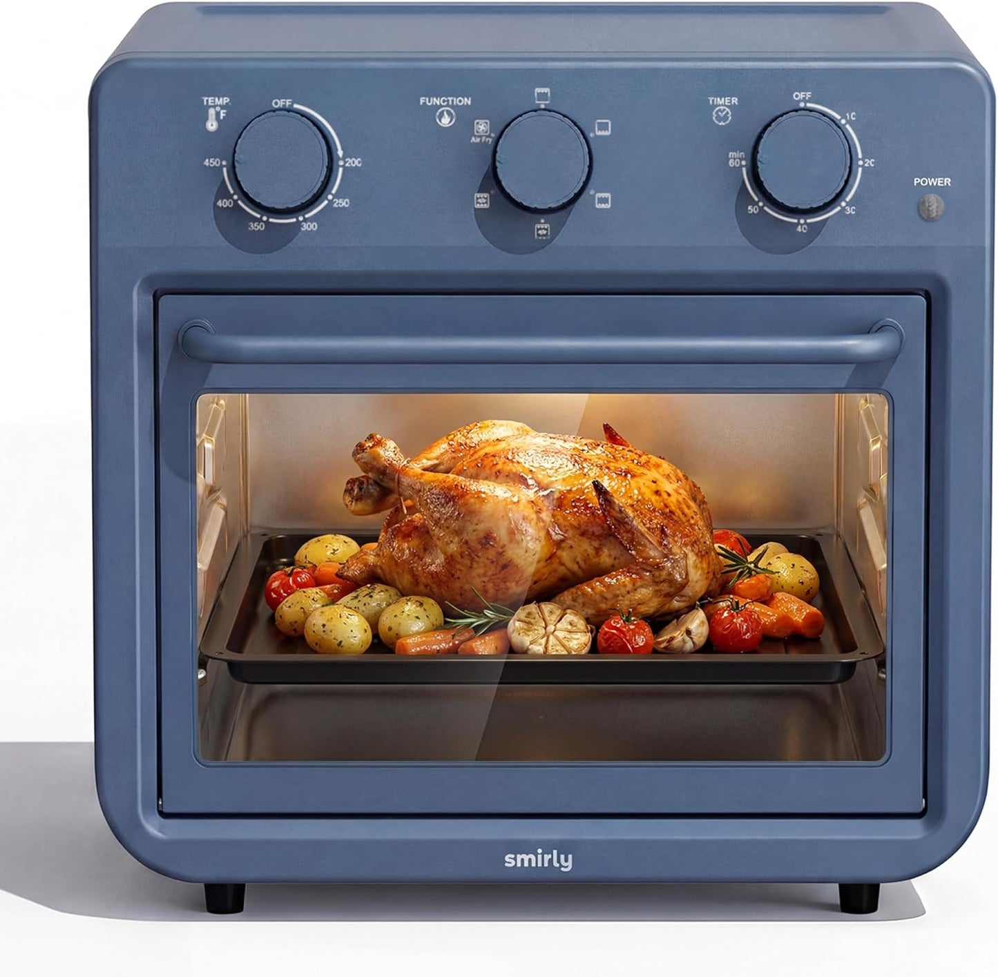 Combo horno tostador 6 en 1 con encimera de 27 cuartos de galón y temporizador de 60 minutos