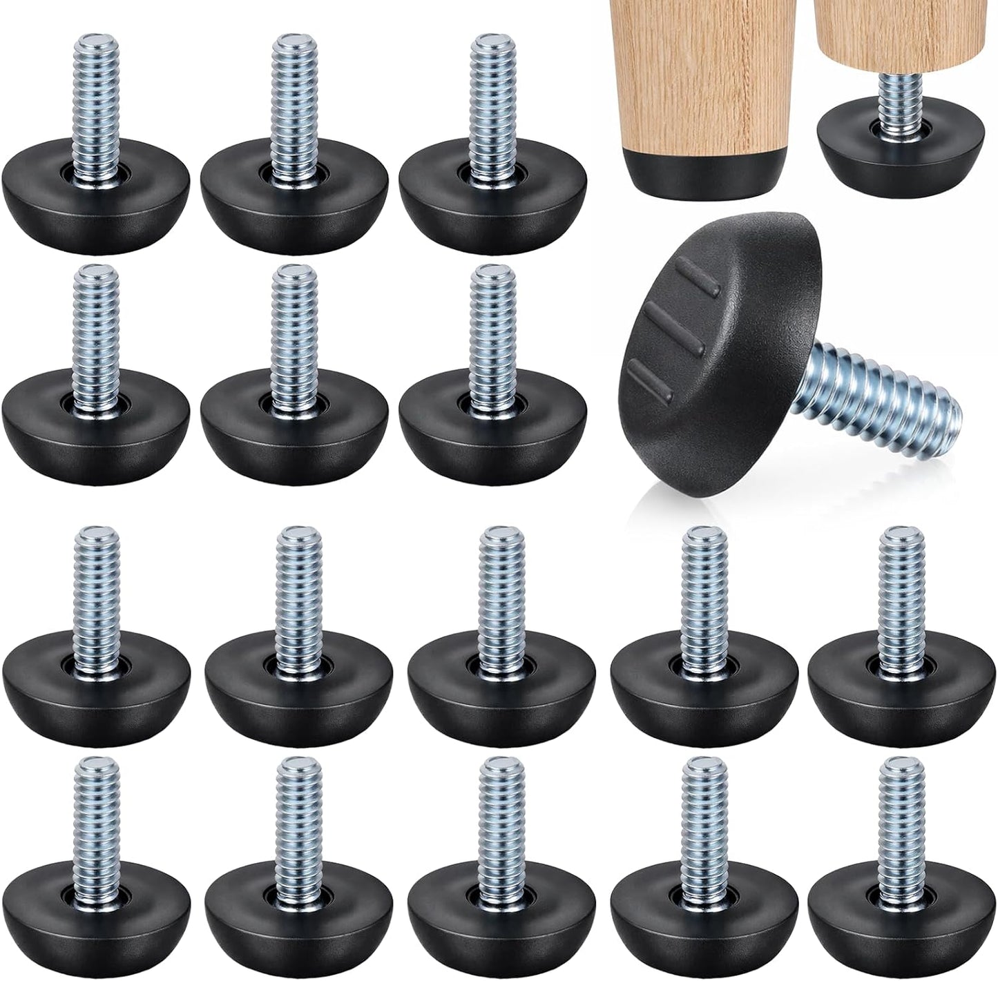 Niveladores patas muebles rosca UNC 1/4 ajustables antideslizantes