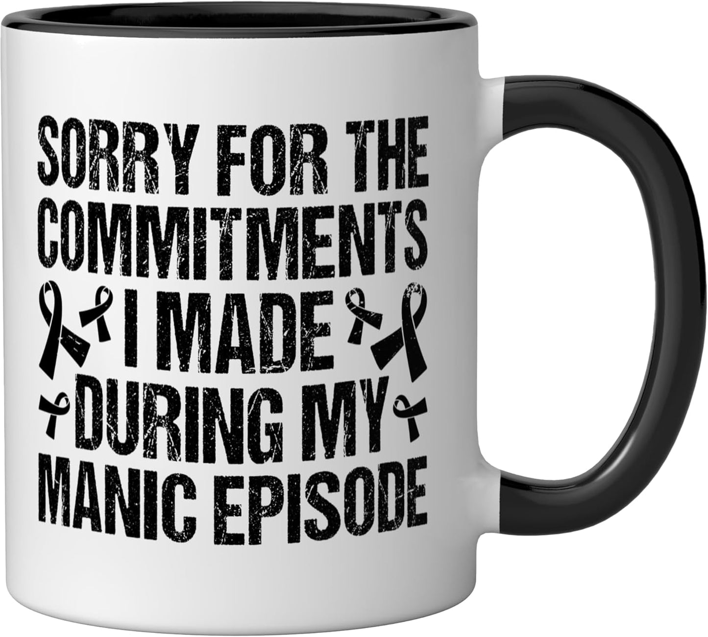 Taza de cerámica para trastorno bipolar Warrior negra/blanca