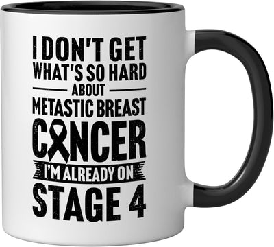 Taza cerámica para combatiente de cáncer de mama negra/blanca