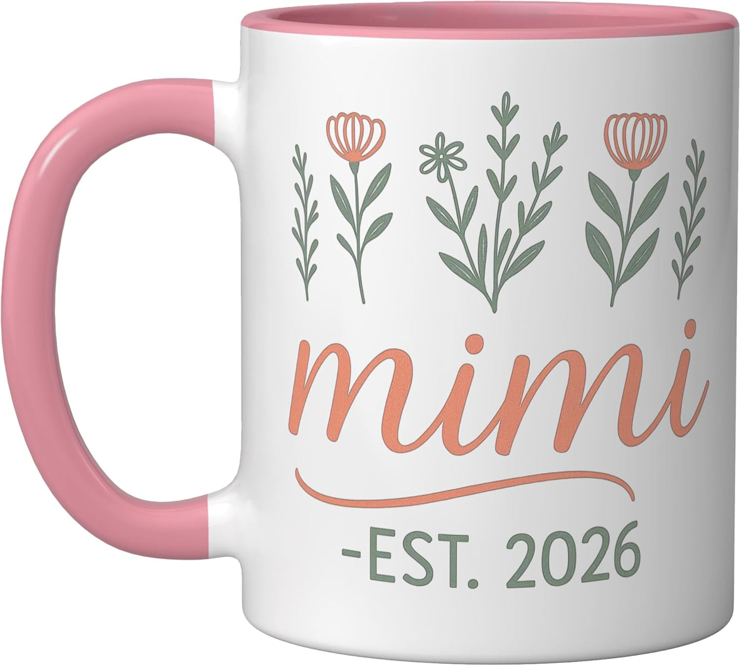 Taza Cerámica Estilo Floral para Embarazo 2026 Rosa/Blanco