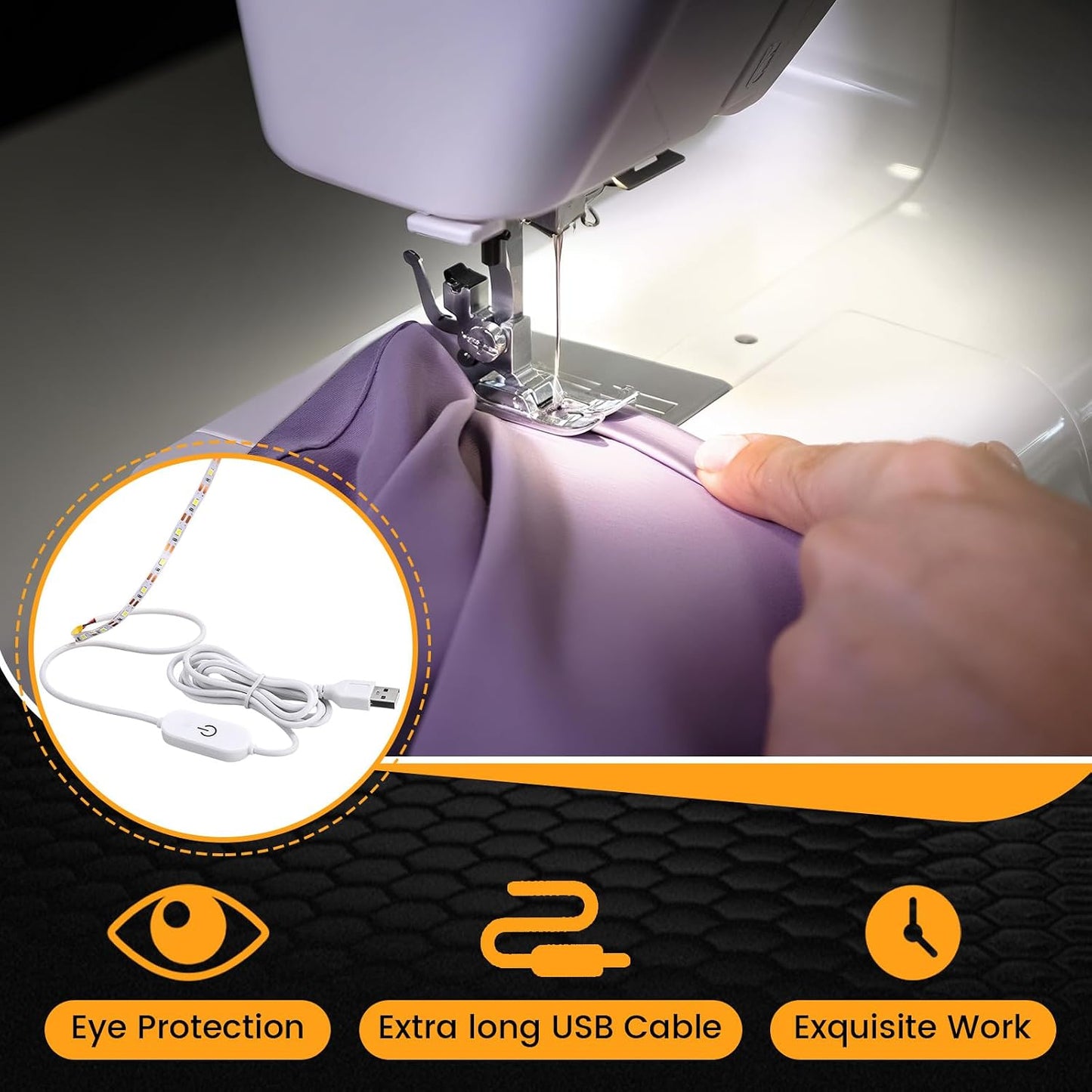 6 Tiras Luz Máquina Coser 11.8pulg 100LED Blanca USB