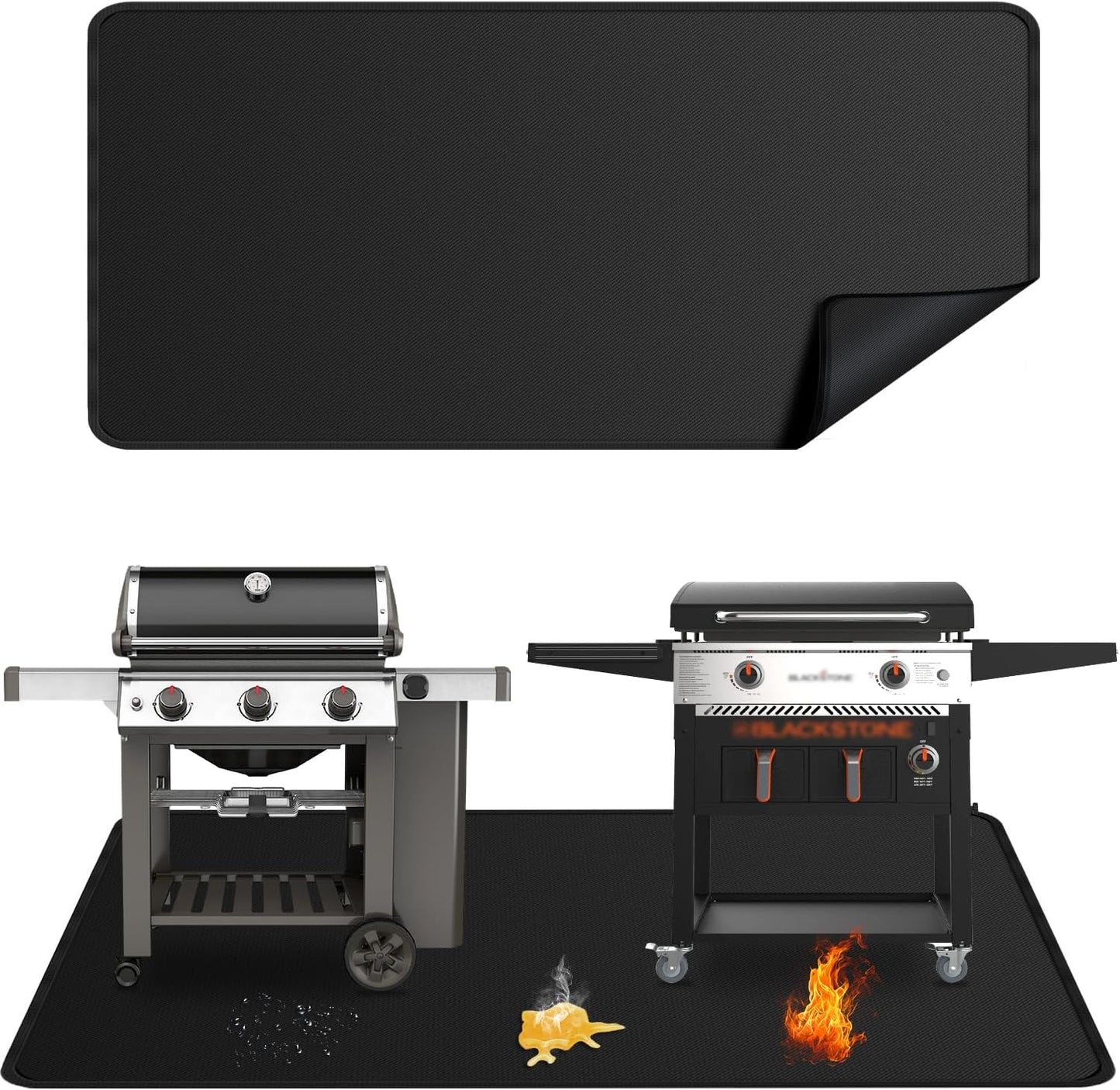 Alfombrilla ignífuga doble cara 100x39pulg para parrilla