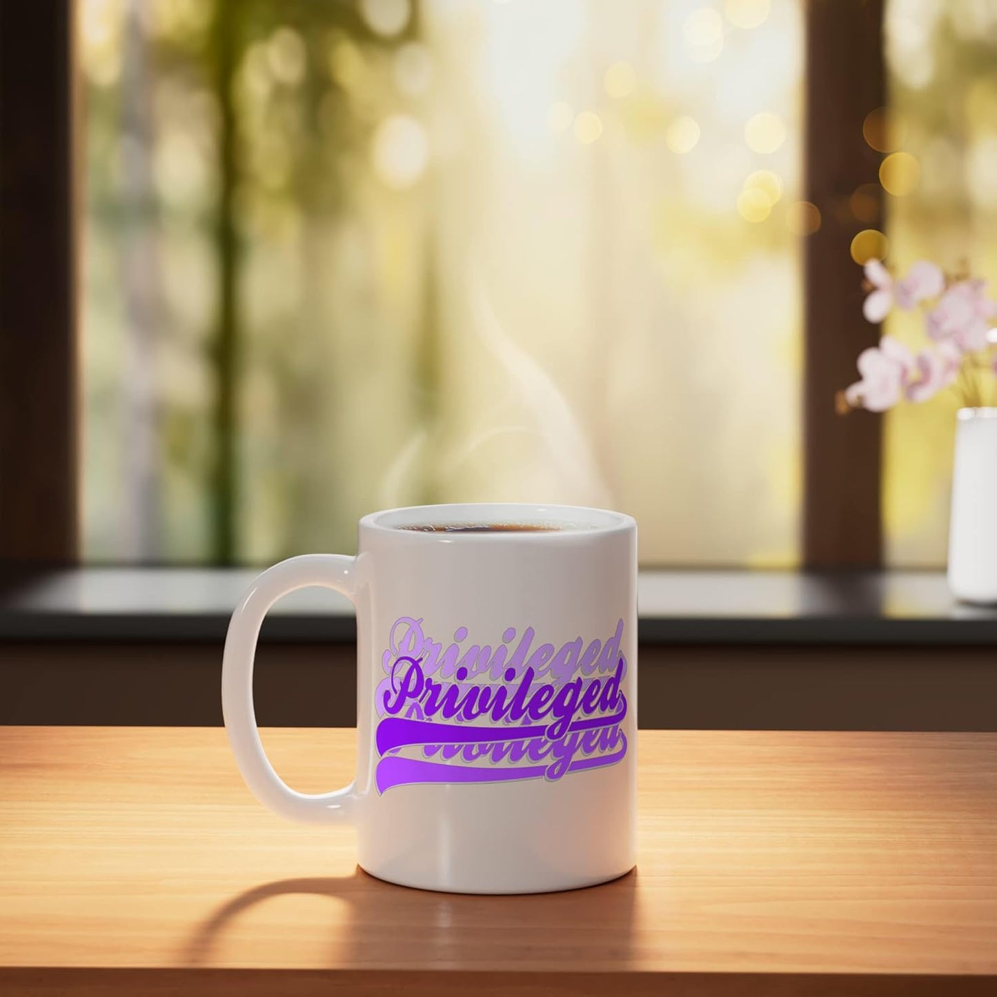 Taza Cerámica con Dibujo Púrpura