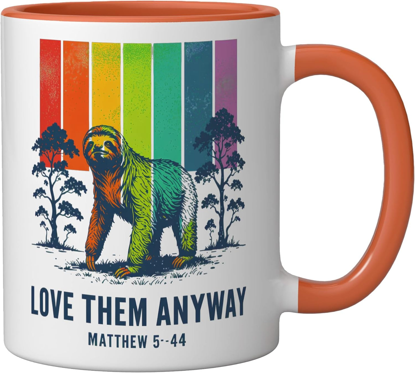 Taza cerámica Love Them Anyway Matthew 5:44 naranja/blanco