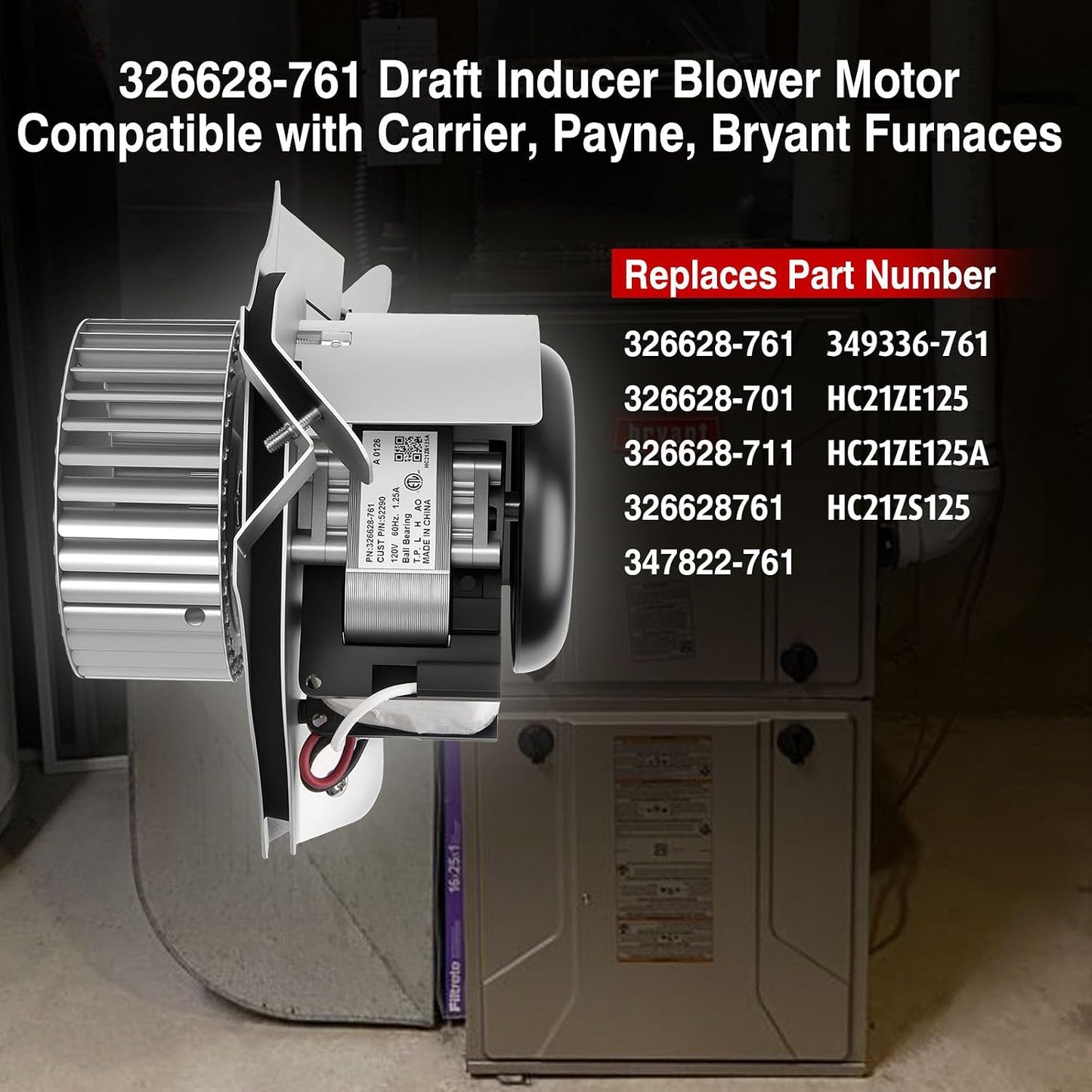 Repuesto motor inductor tiro horno comp HC21ZE125A