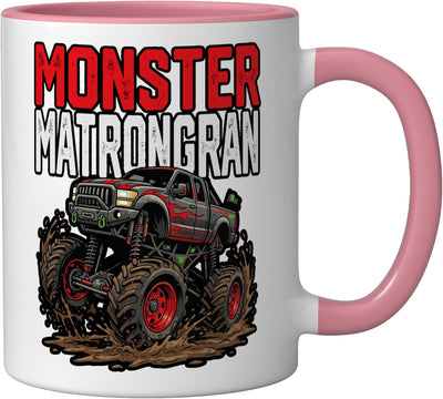 Taza Cerámica Familia Monster Truck Rosa/Blanco