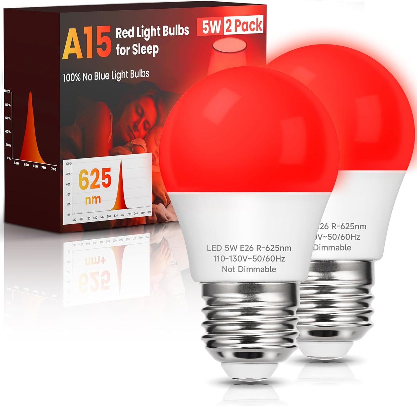 Bombilla roja A15 LED E26 5W 625nm bloqueo luz azul