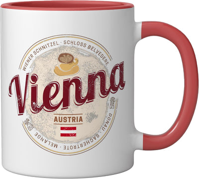 Taza de cerámica Vienna Austria Vintage rojo/blanco