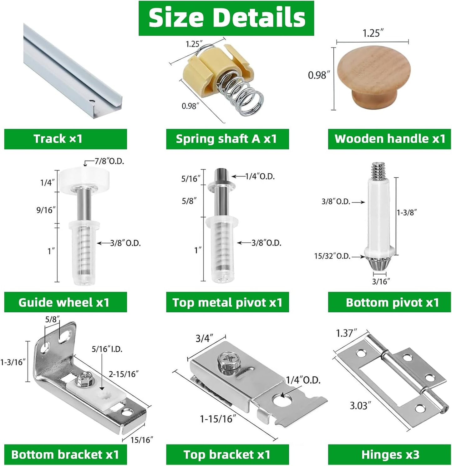 Kit herrajes puerta plegable riel 24pulg