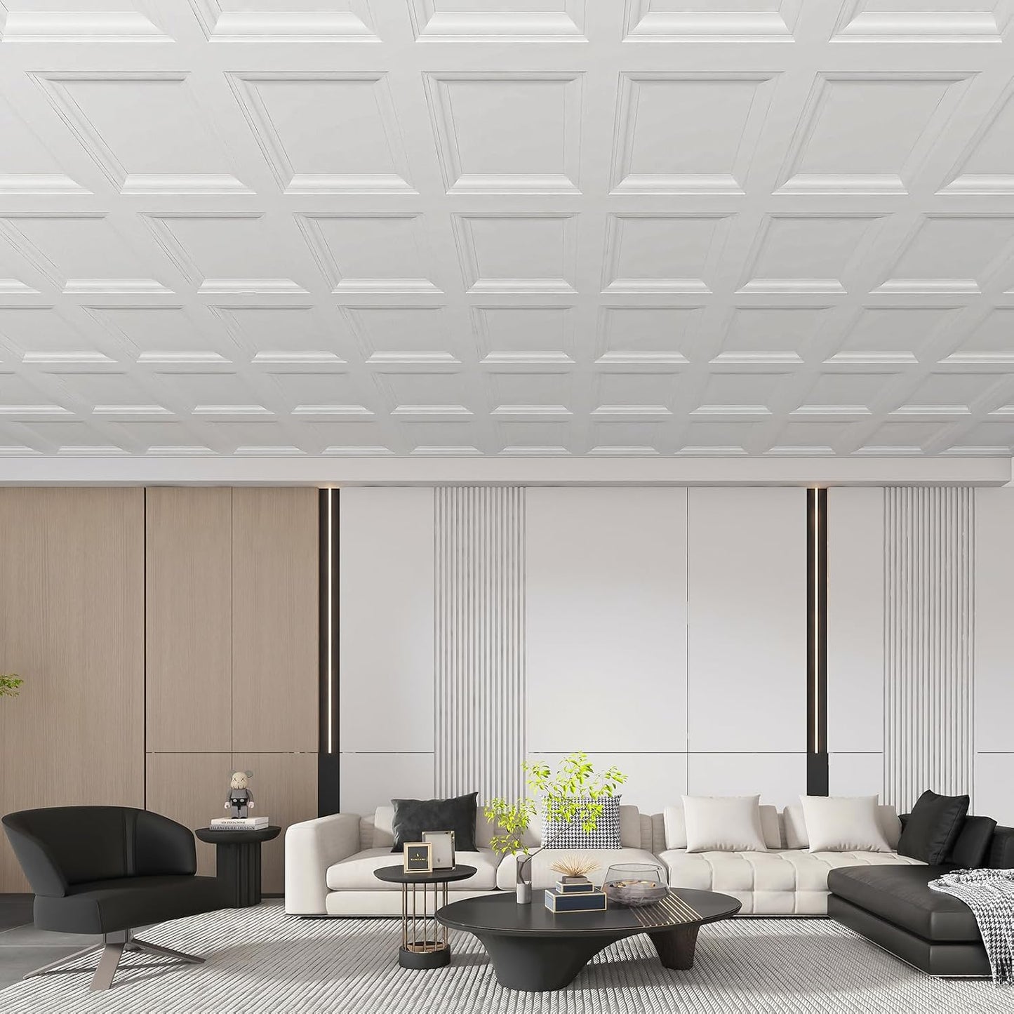 12 Azulejos PVC 2x2pies 24x24pulg para Decoración Hogar
