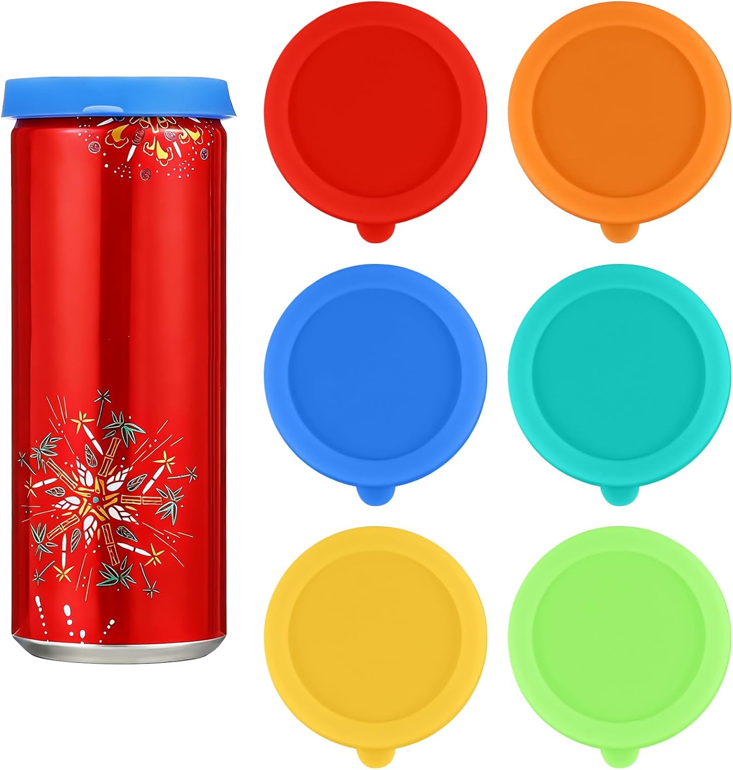 6 Tapas Silicona Latas Sodas 2.3pulg Reutilizables