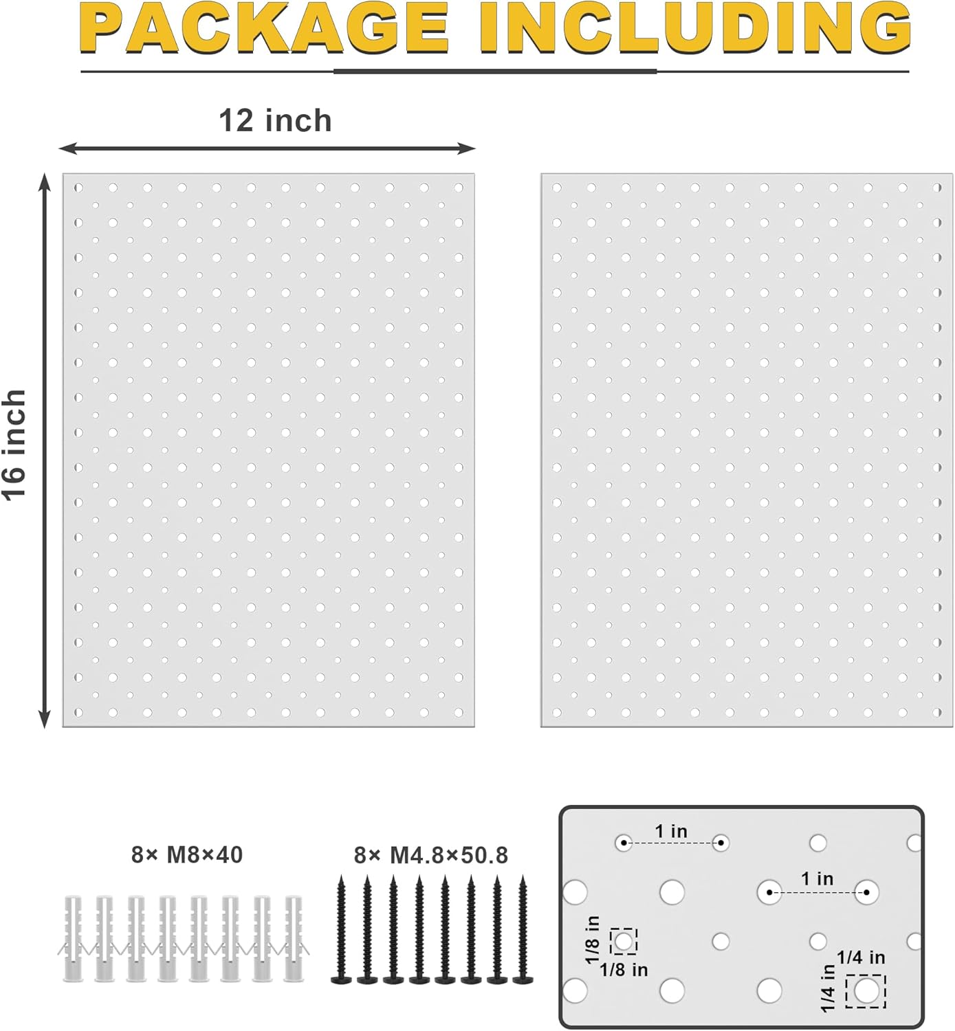 Paneles metal tablero clavijas pared 12x16