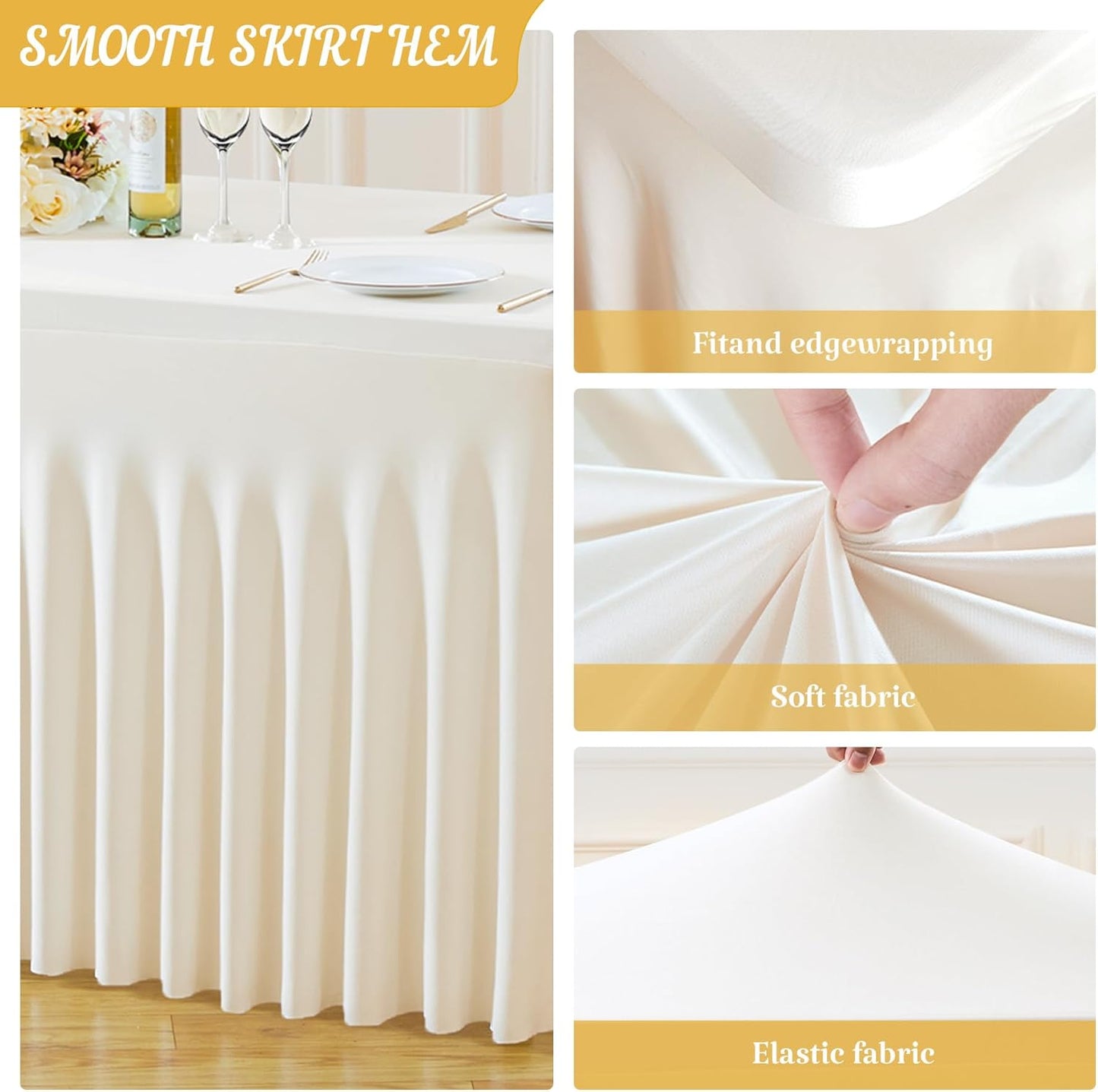 Mantel Spandex marfil con falda 4ft set 4 elástico
