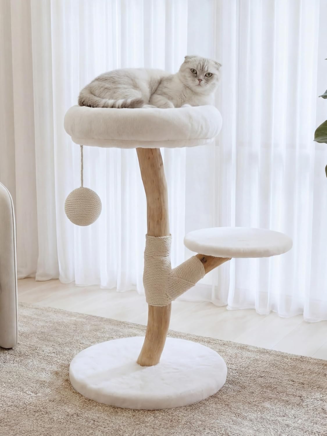 Torre rascador madera gatos cama interior bohemio