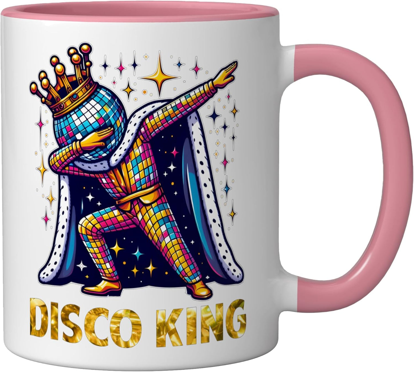 Taza Cerámica Disco 70s 80s Rosa/Blanca