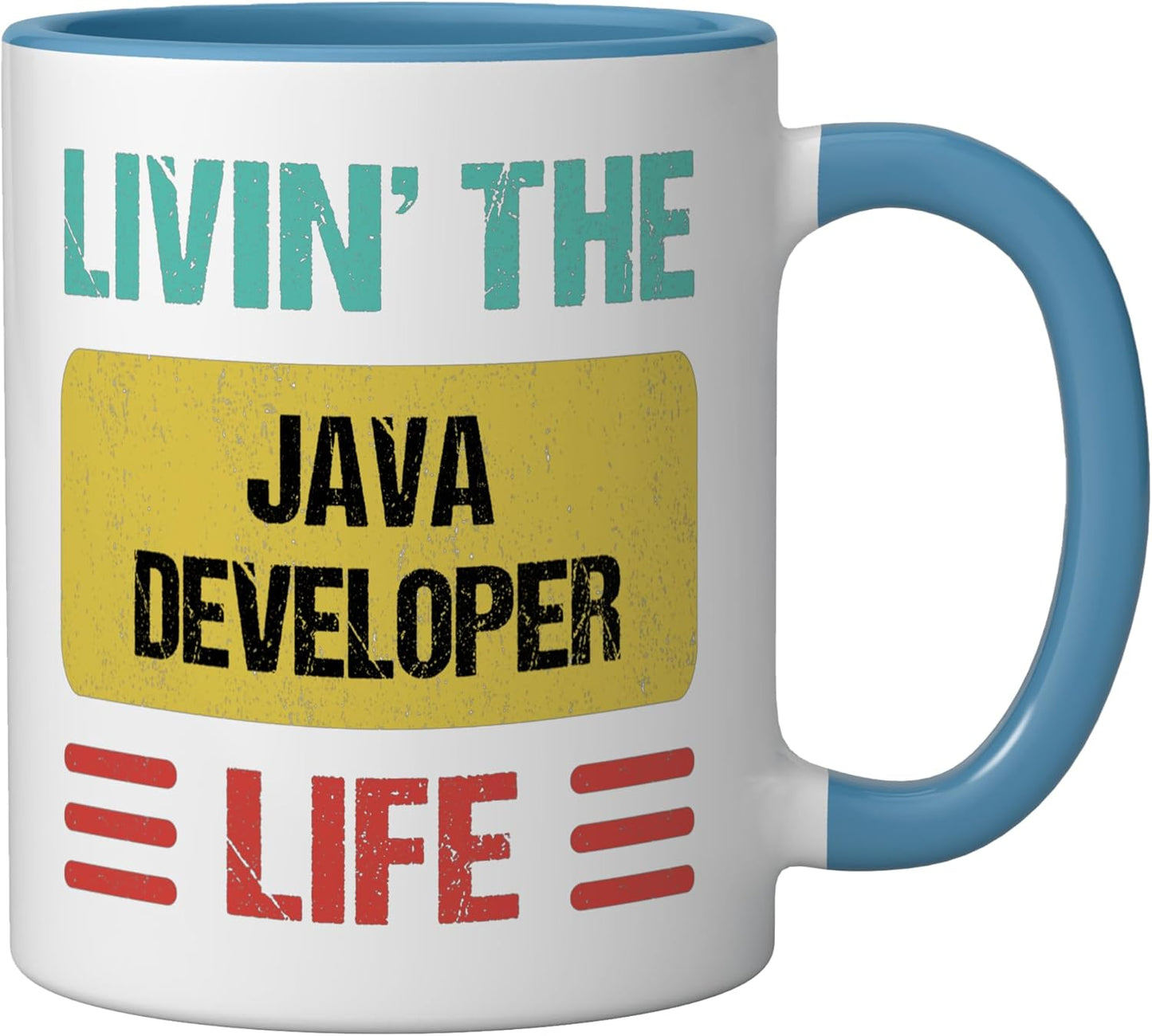 Taza de cerámica Java Developer color azul y blanco