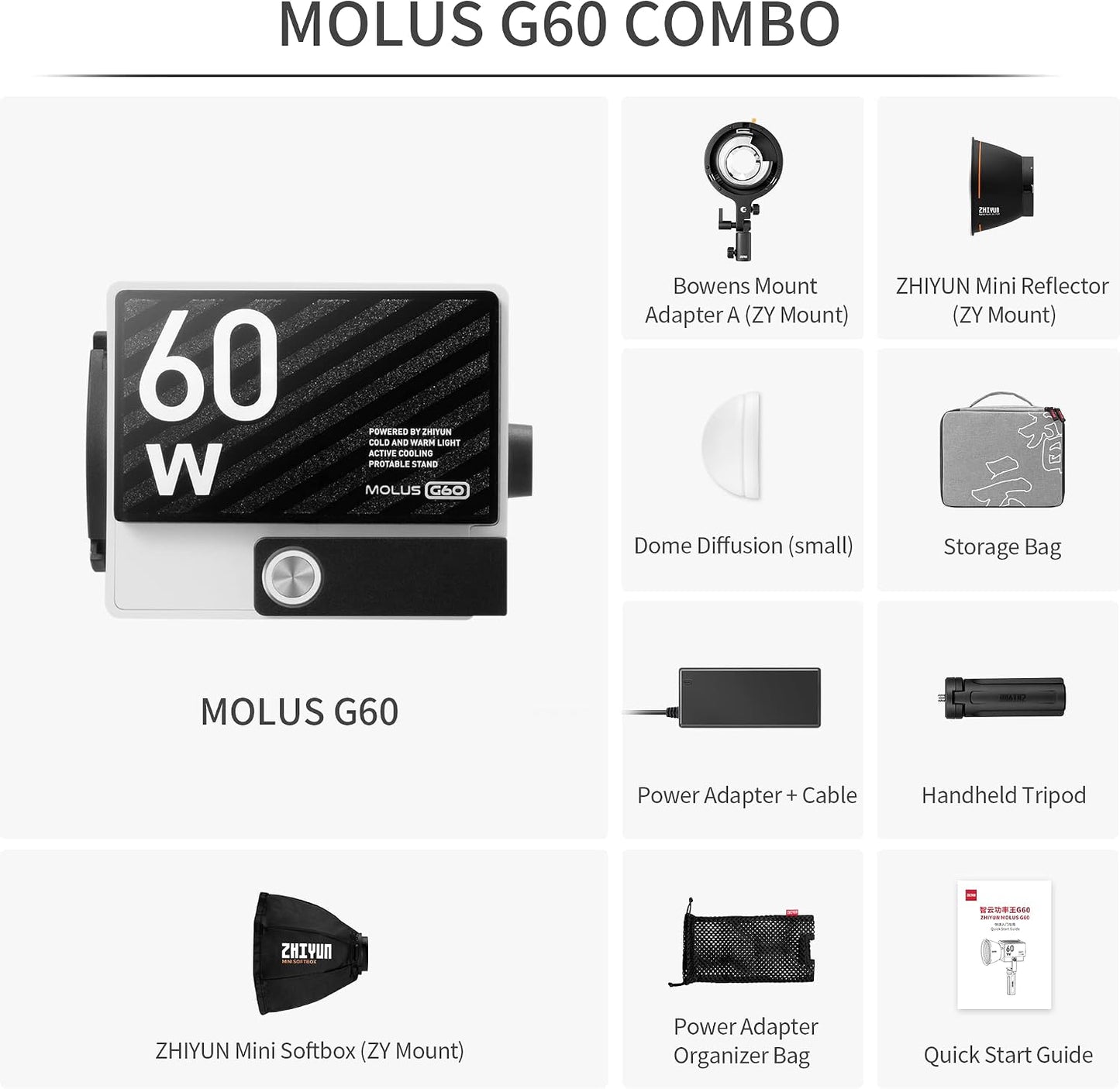 Luz vídeo bicolor LED COB 60W portátil con control Bluetooth