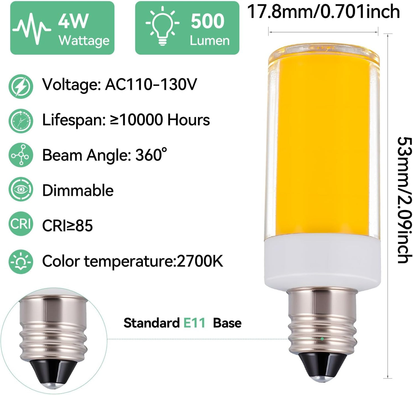 Lámpara LED regulable T4 120V 4W 500lm reemplazo halógeno pack 4