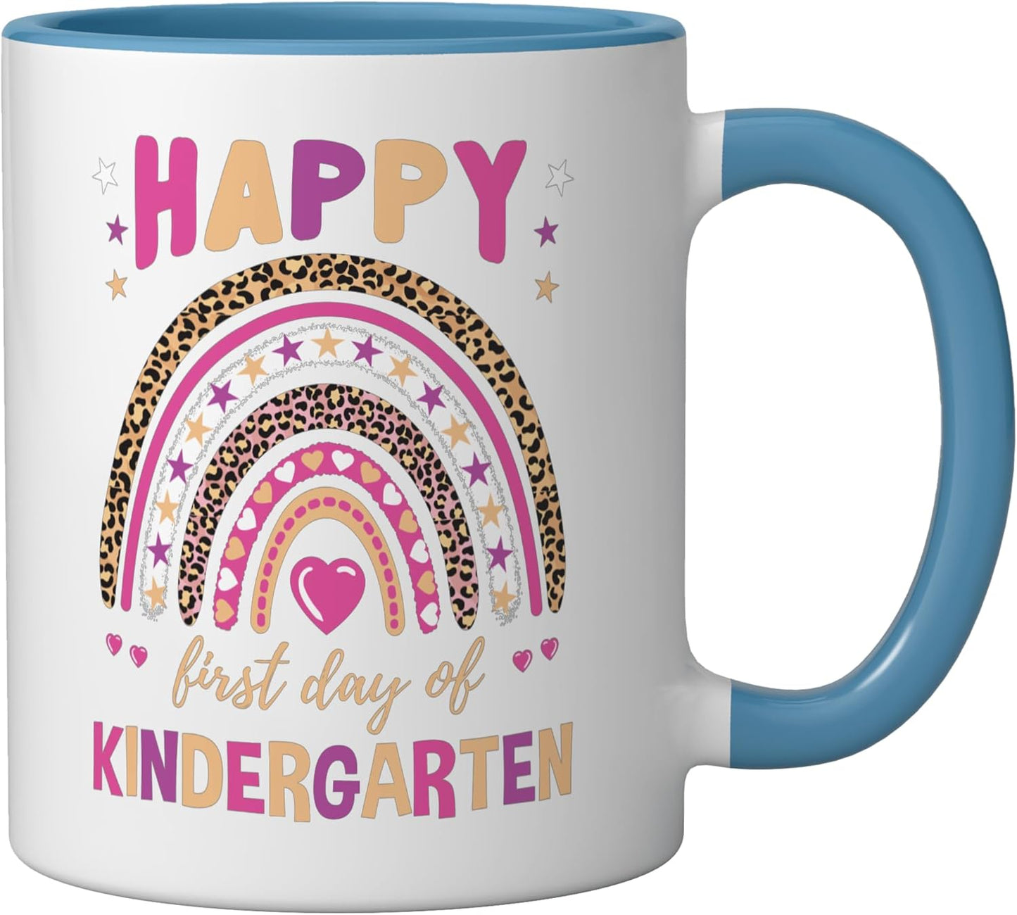 Taza cerámica leopardo arcoíris para primer día de kindergarten