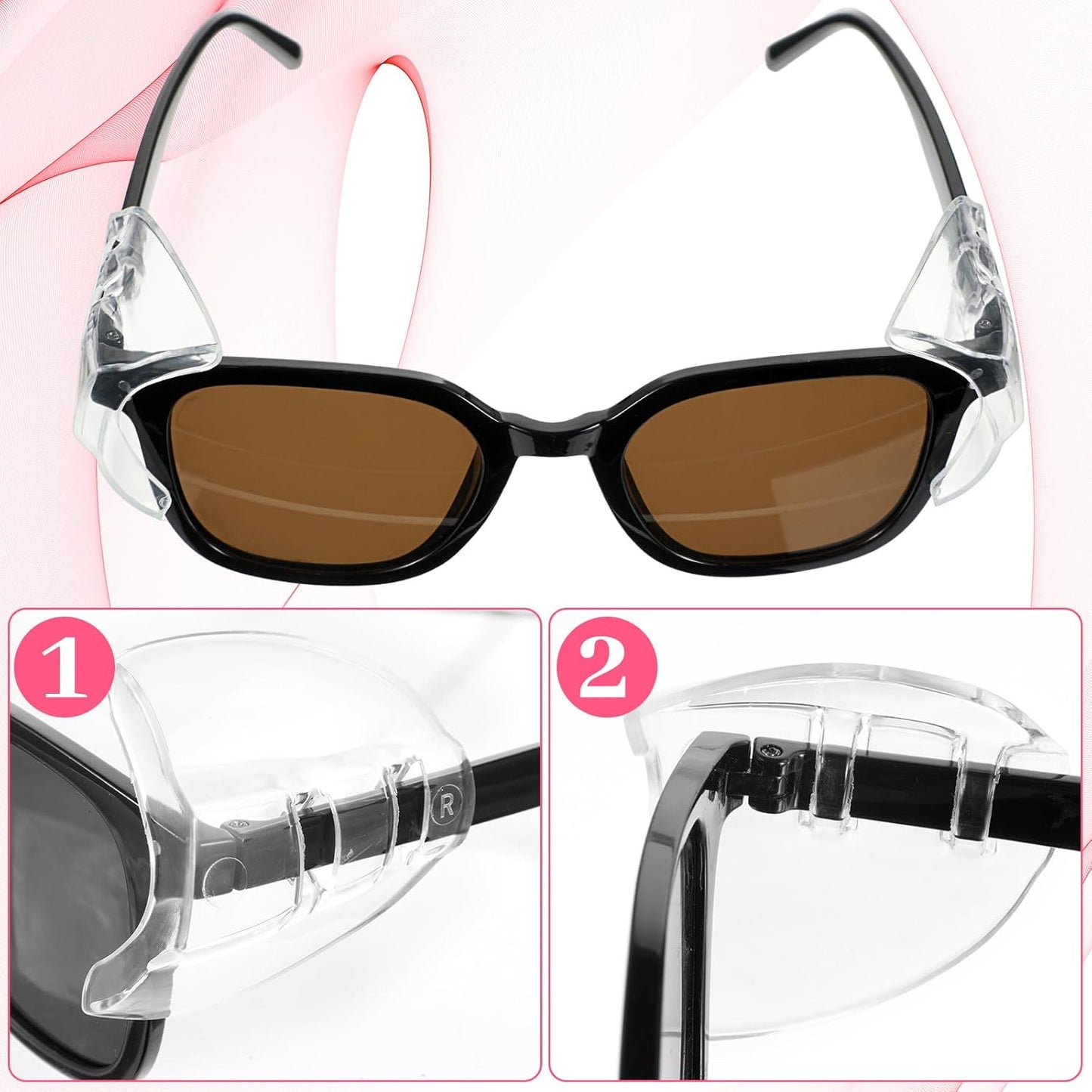 6 Pares Protectores Laterales Gafas Transparente Rojo