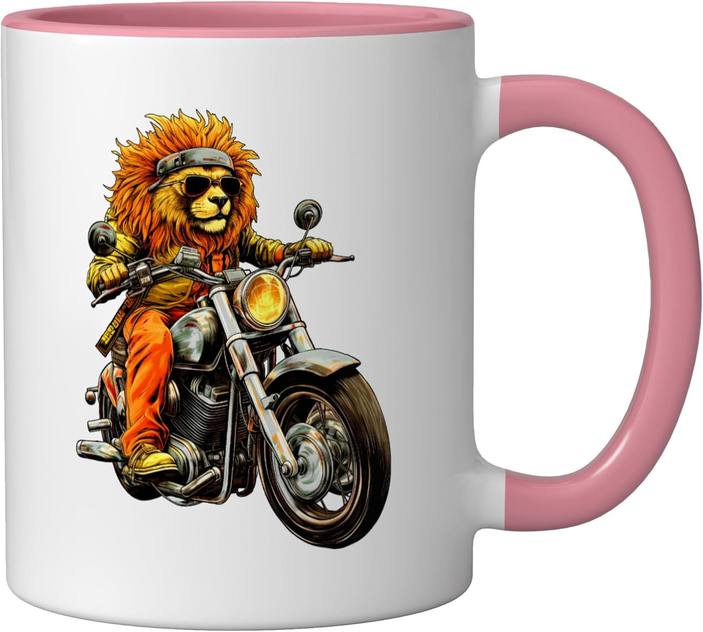 Taza Cerámica para Motocicleta Rosa/Blanca