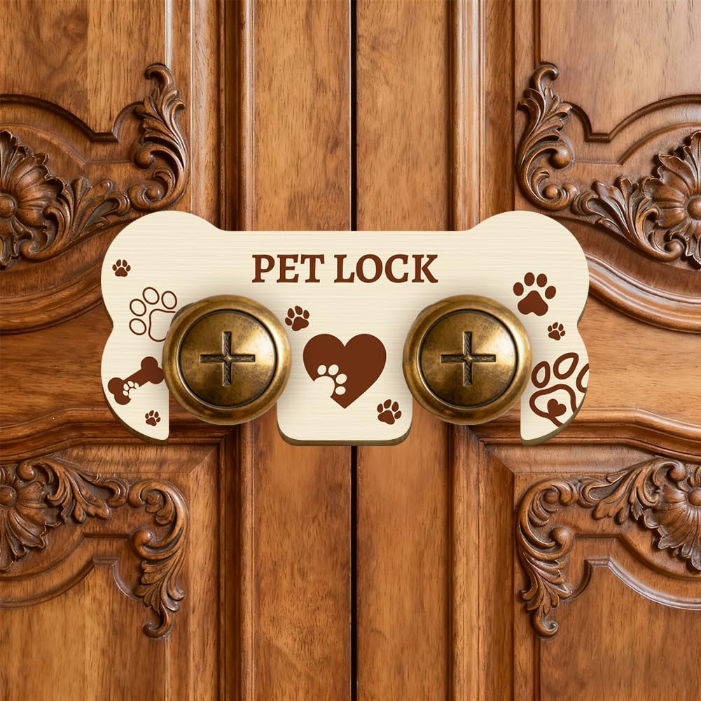 Cerradura puerta francesa mascotas 7.9x3.7pulg madera corazón