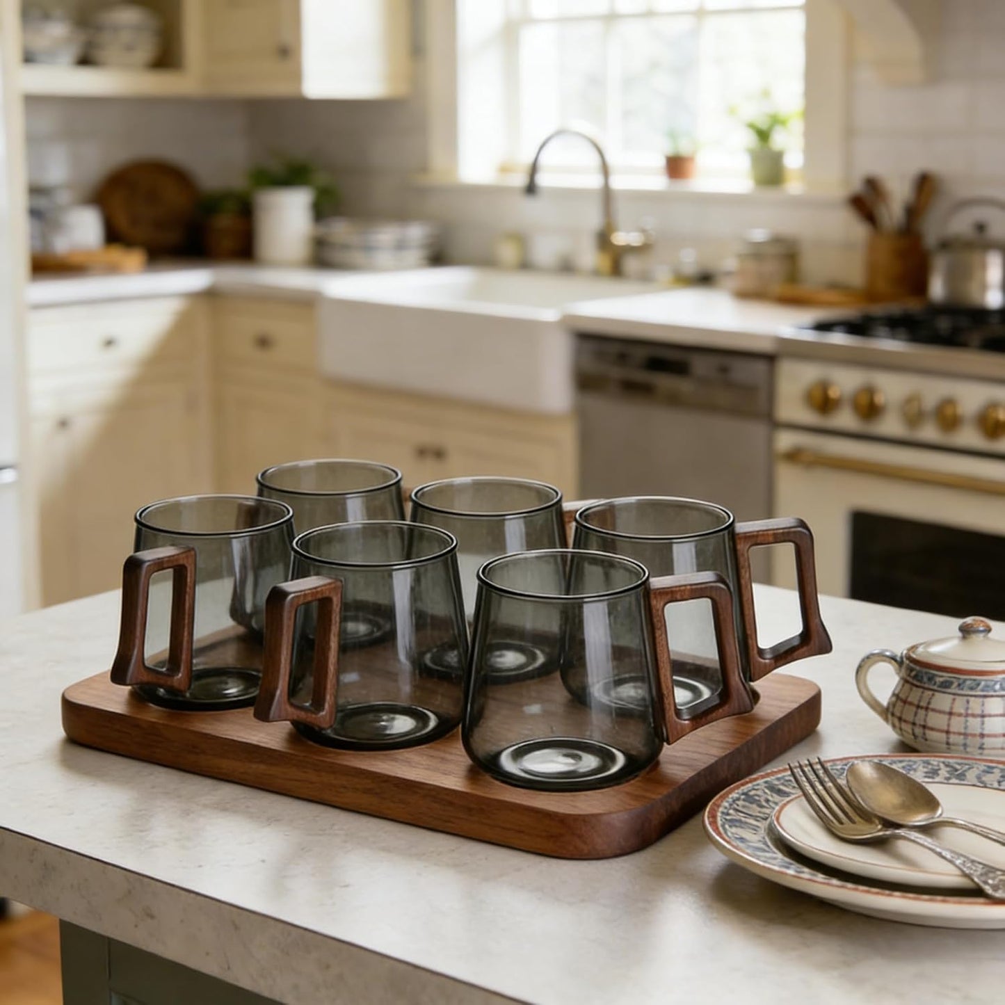 Taza Vidrio Borosilicato 16.9oz Gris Ahumado Café Té