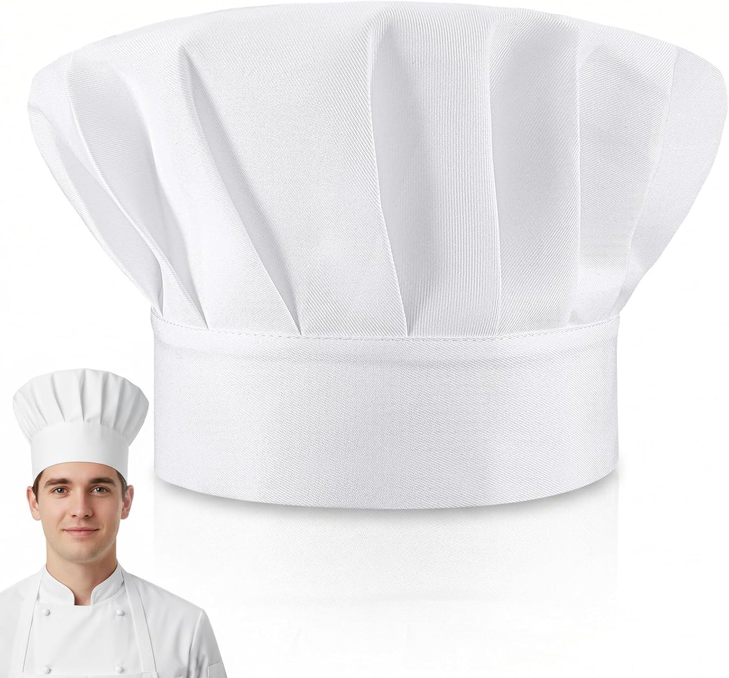 Sombrero de chef ajustable para adultos color blanco