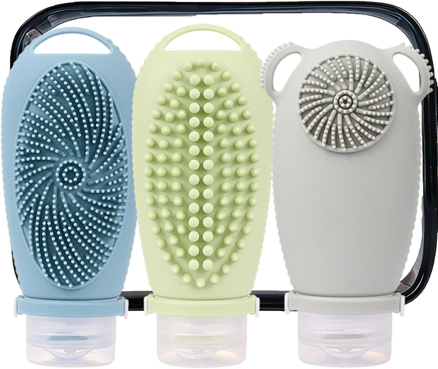 Botellas viaje TSA aprobadas 3.4oz set 3 con accesorios silicona