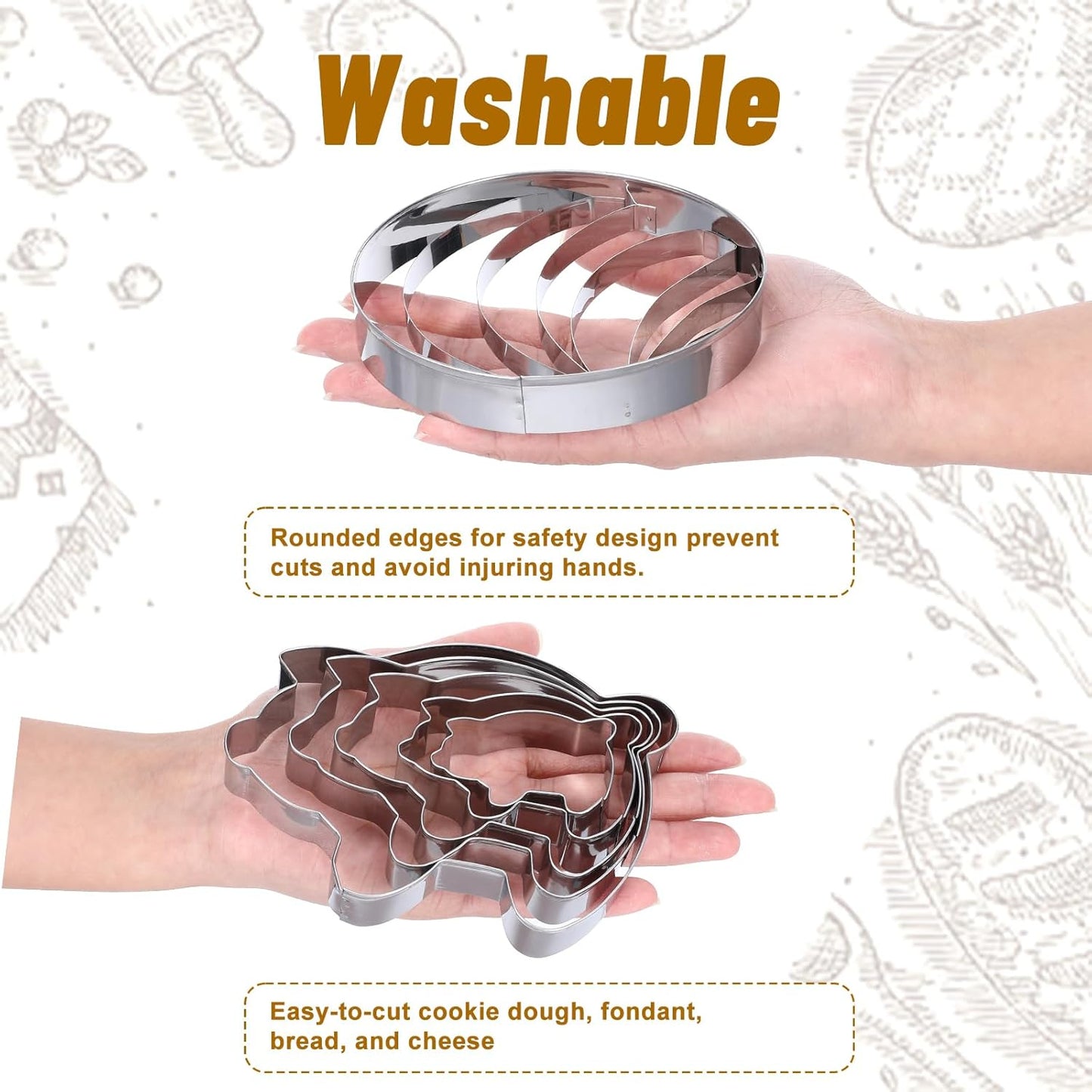 Cortador concha y cerdo acero inox para galletas mexicanas