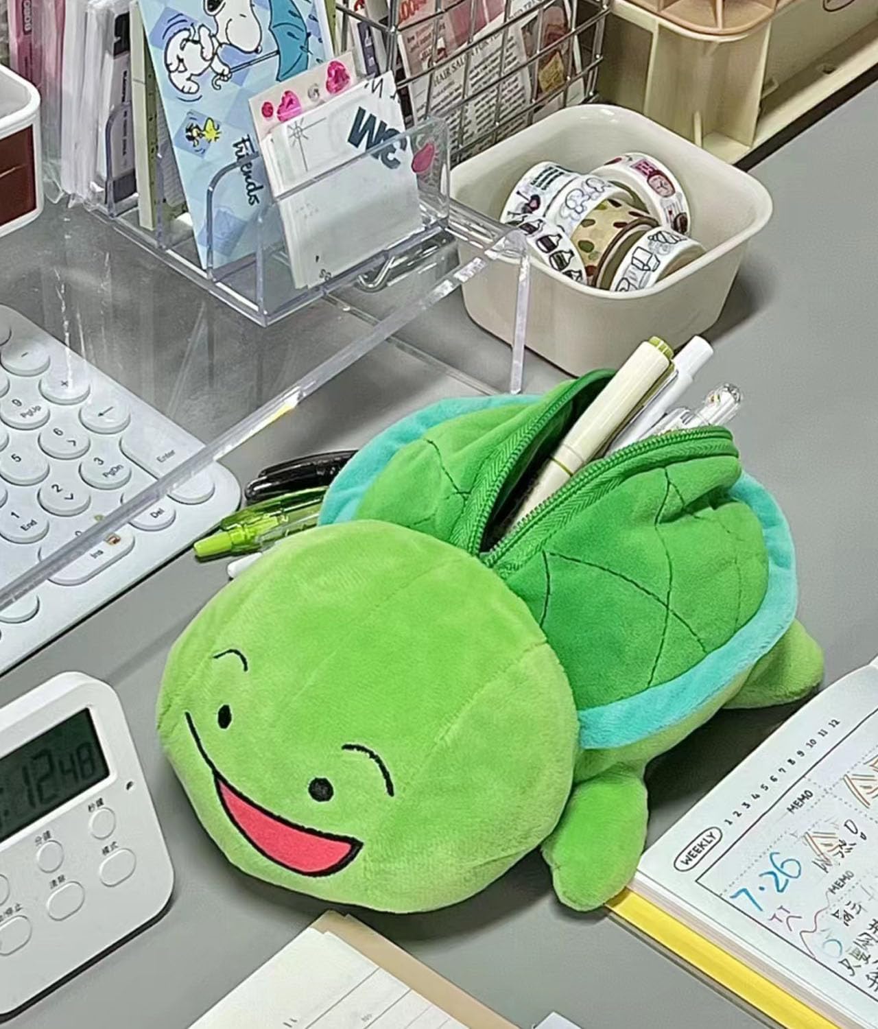 Bolsa maquillaje felpa suave multiusos viaje Tortuga