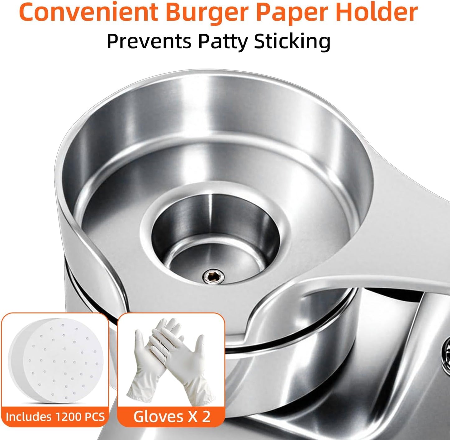 Máquina 3en1 para hamburguesas acero inox 4/5/6pulg