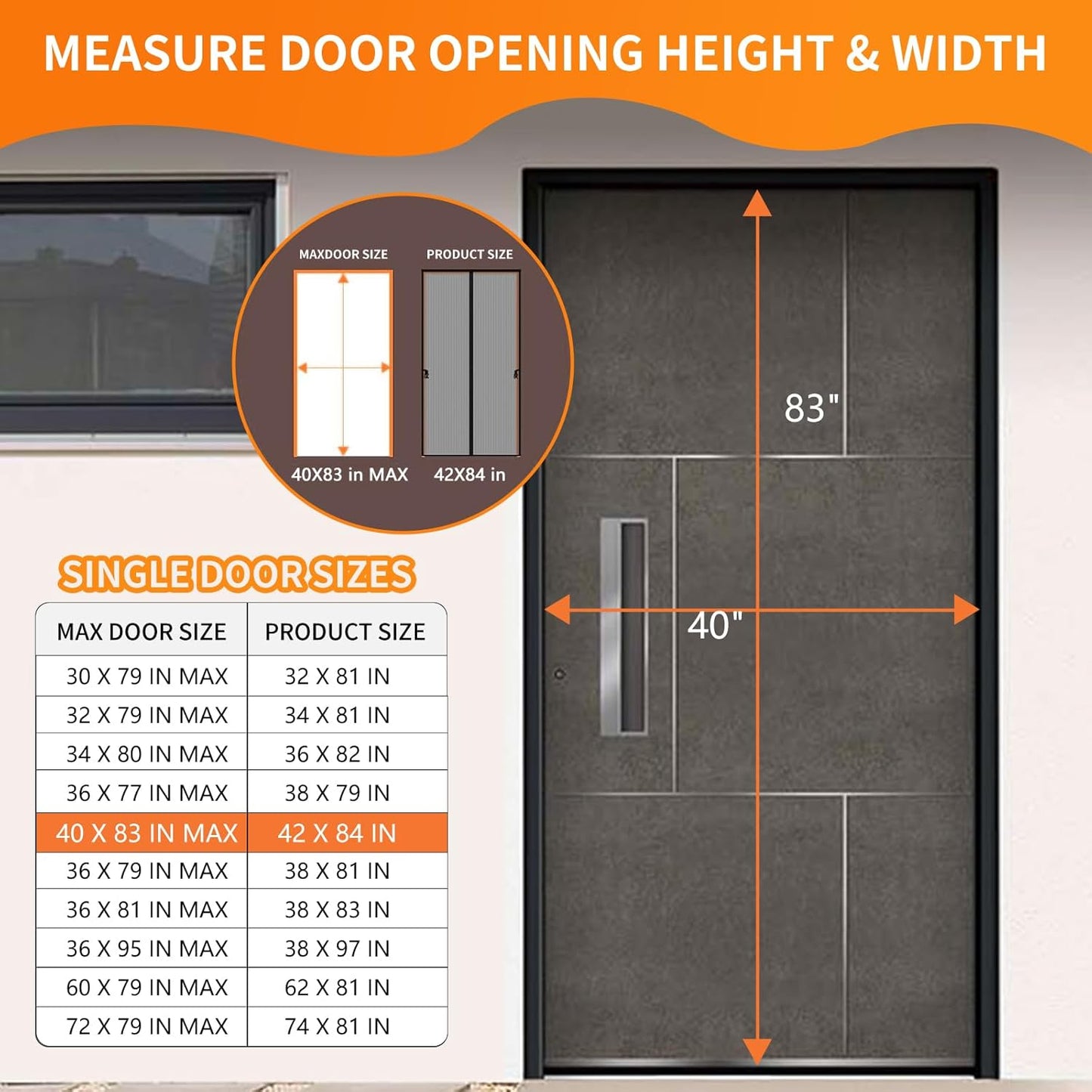 Puerta mosquitera magnética 42x84pulg malla fibra vidrio verano