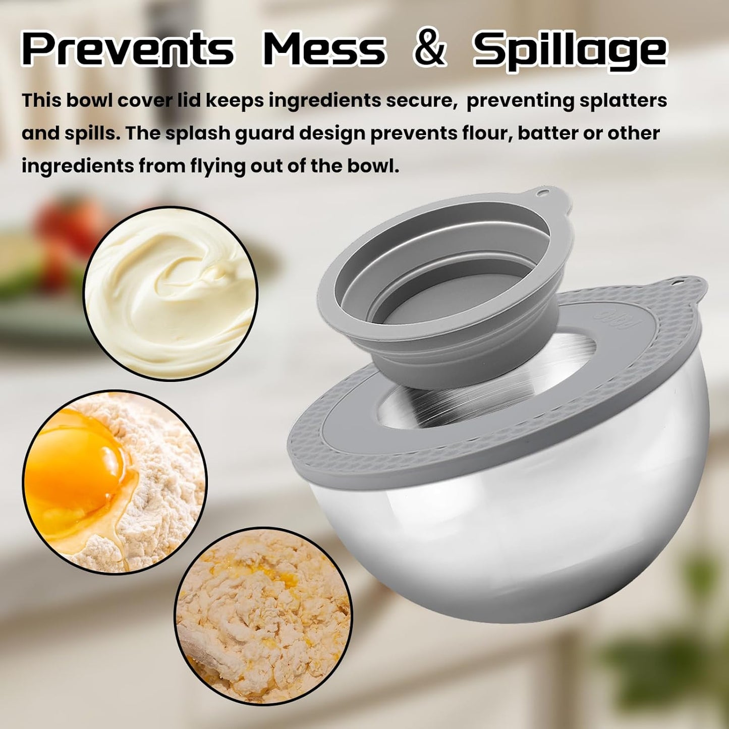 Funda silicona tazón comp KitchenAid 6-7qt para batidora gris