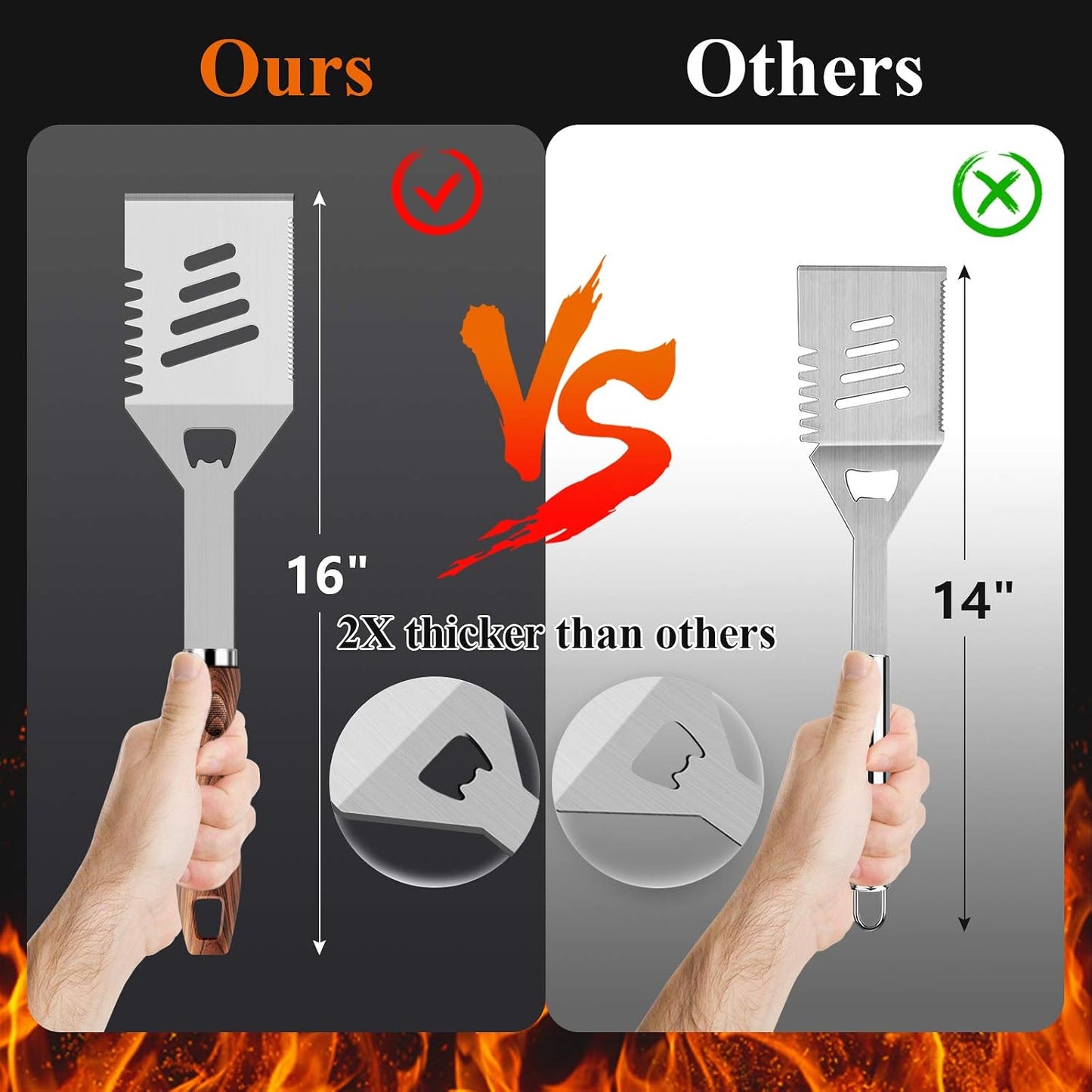 Set 27 Pzas Utensilios Parrilla Acero Inox Extragruesos
