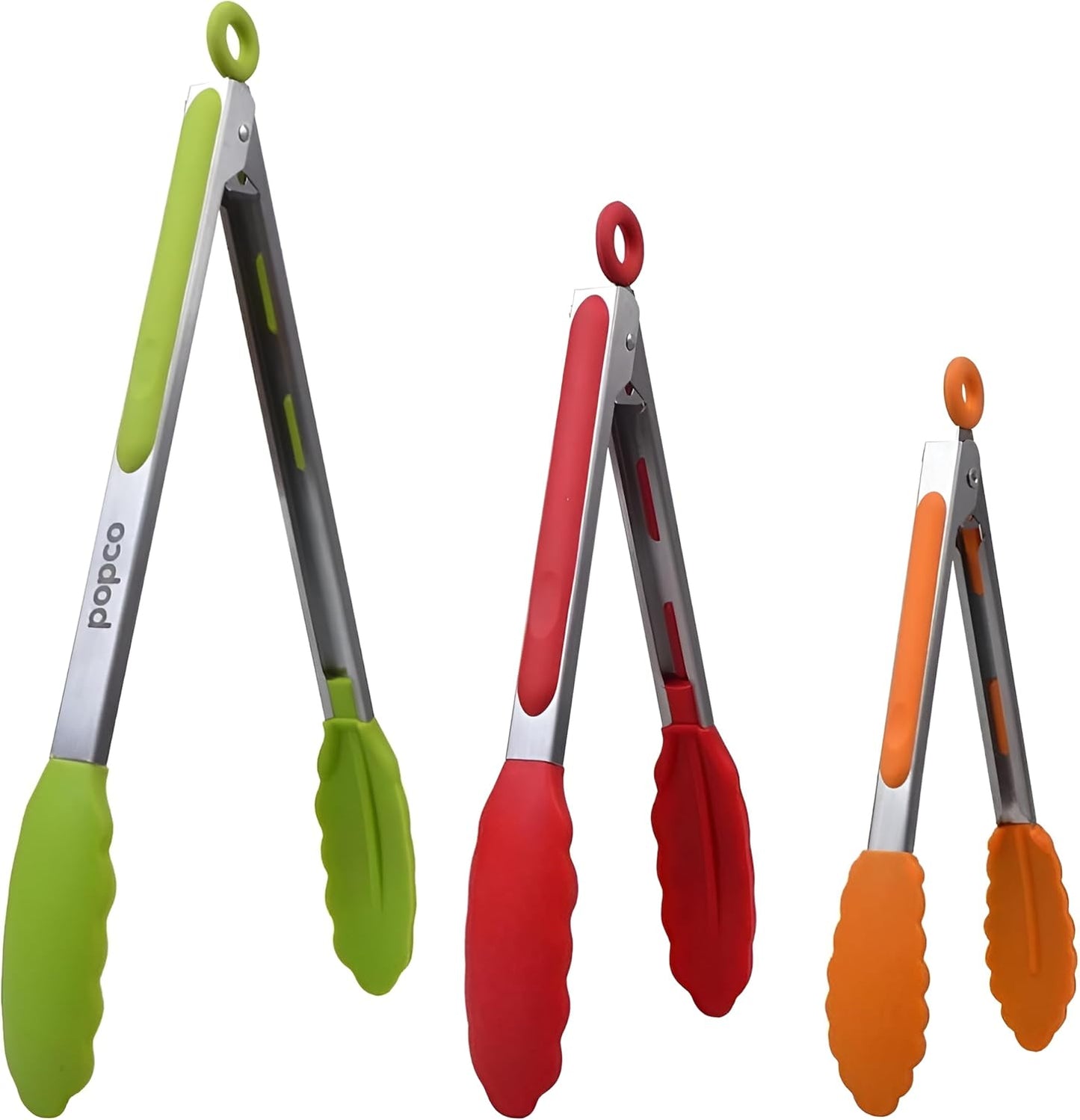 Set 3 Pinzas Cocina 7-12pulg Acero Inox Antiadherentes