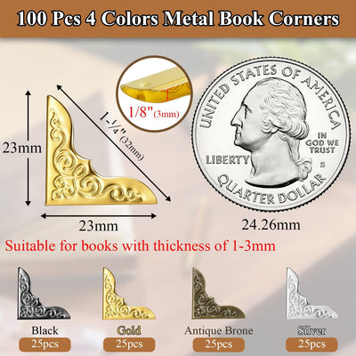 100 Protectores Esquina Metal 4 Colores Albumes
